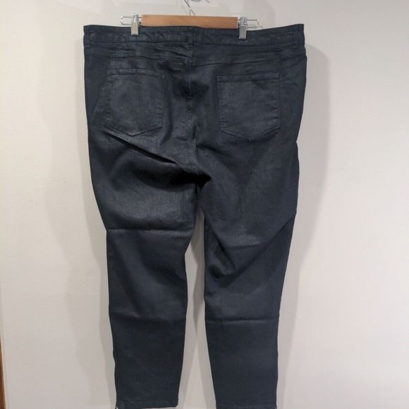 Universal Standard Meuse High Rise Resin Jeans Size 20 Metallic Sheen Ankle Zip - Picture 9 of 15